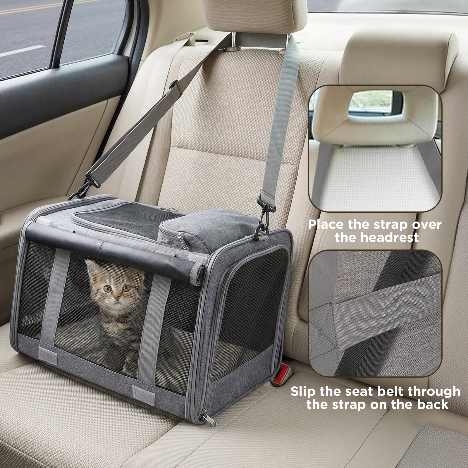 DaPlug Soft-Sided Cat Carrier, Airline Approved, Gray photo 3