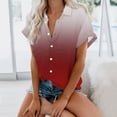 thumbnail image 2 of XFLWAM Womens Casual Short Sleeve Button Down Shirts Summer Cotton Solid Color Top Blouses with Pockets Wine Red L, 2 of 6