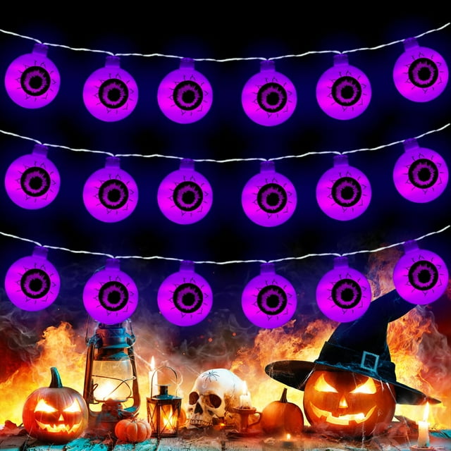 Halloween LED Remote Control Eyeball Light Fairy Light with 8 Modes Battery Powered Waterproof String Lamp for Garden Patio Yard Halloween Party