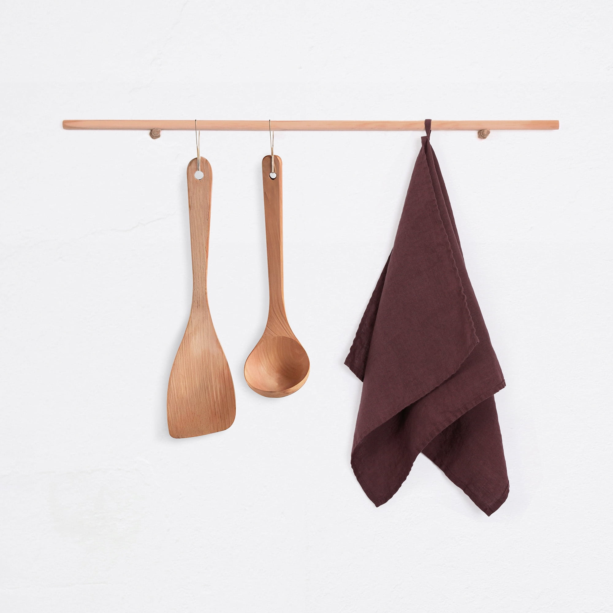 100% Linen Tea Towels 14 x 28 Inch Kitchen Dish and Hand Towels Set of 4 - Coffee