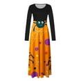 thumbnail image 4 of Mgmyaa Women's Halloween Print Dress Long Sleeve Round Neck Pullover Color Block Casual Long Dress, 4 of 4
