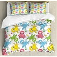 thumbnail image 1 of Octopus Duvet Cover Set Queen Size, Cheerful Chipper Animals in the Ocean with Starfishes Children Nautical Cartoon, Decorative 3 Piece Bedding Set with 2 Pillow Shams, Multicolor, by Ambesonne, 1 of 3