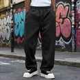 thumbnail image 2 of Rexolia Mens Relaxed Uncuffed Sweatpants Baggy Fit Drawstring Elastic Waist Side Pockets Black L, 2 of 6