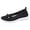 Black, variant on Women's Knit Round Toe Flat Shoes Bow Decor Breathable Slip on Lightweight Casual Dress Sneakers for Daily Wear Blue Size 8