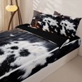 thumbnail image 2 of Manfei Rustic Cow Print Zipper Full Size Comforter Sets with Fitted Sheet and 2 Pillowcases,Abstract Animal Spot Zipper Bedding Set,Black Brown,Reversible, 2 of 7
