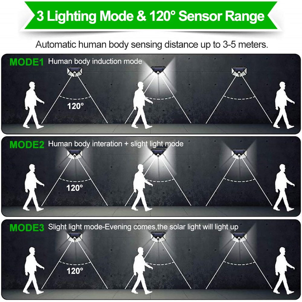 Solar Lights Outdoor 100LED/3 Modes 270° Lighting Angle Motion Sensor Security Lights, Wireless IP65 Waterproof Wall Lights Solar Powered, Bright for Backyard Garden Fence Patio Front Door-8Pack