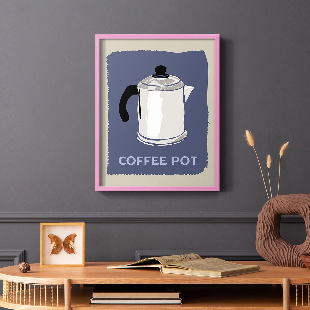 Modern Coffee I in Pink Solid Wood 11 x 14 Framed Print