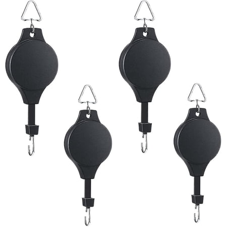 4 Pack Plant Pulley Retractable Plant Hook Pulley Adjustable Plant Hanger Hanging Flower Basket compatible with Garden Baskets Pots And Birds Feeder In Different