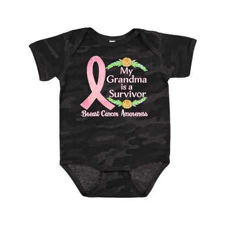 

Inktastic My Grandma is a Survivor Breast Cancer Awareness Gift Baby Boy or Baby Girl Bodysuit