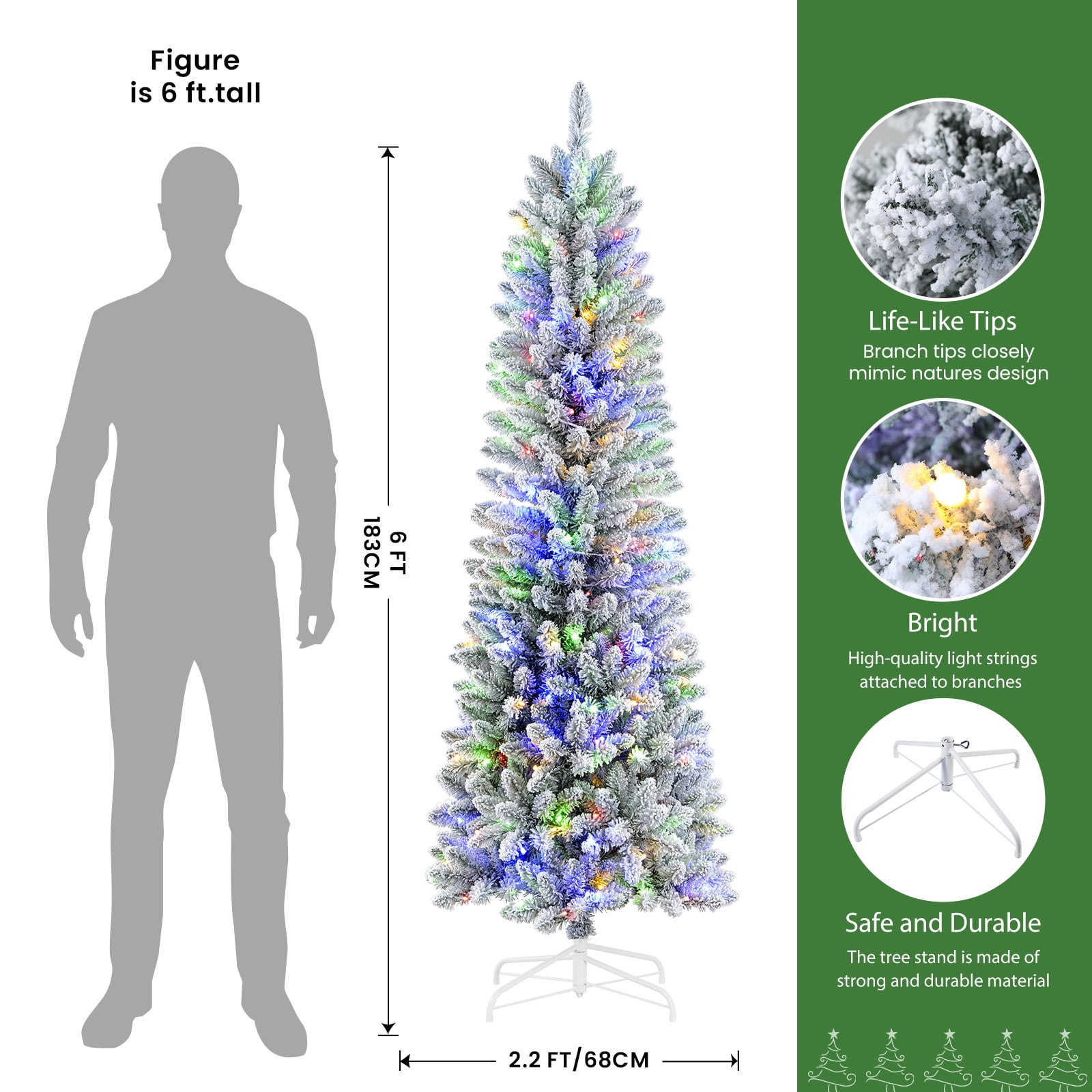  SHareconn 6ft Prelit Premium Artificial Hinged Christmas Tree  with Remote Control,Timer, and 330 Warm White & Color LED Changing Lights,  952 Branch Tips, Perfect Choice for Xmas Decoration, 6 FT 