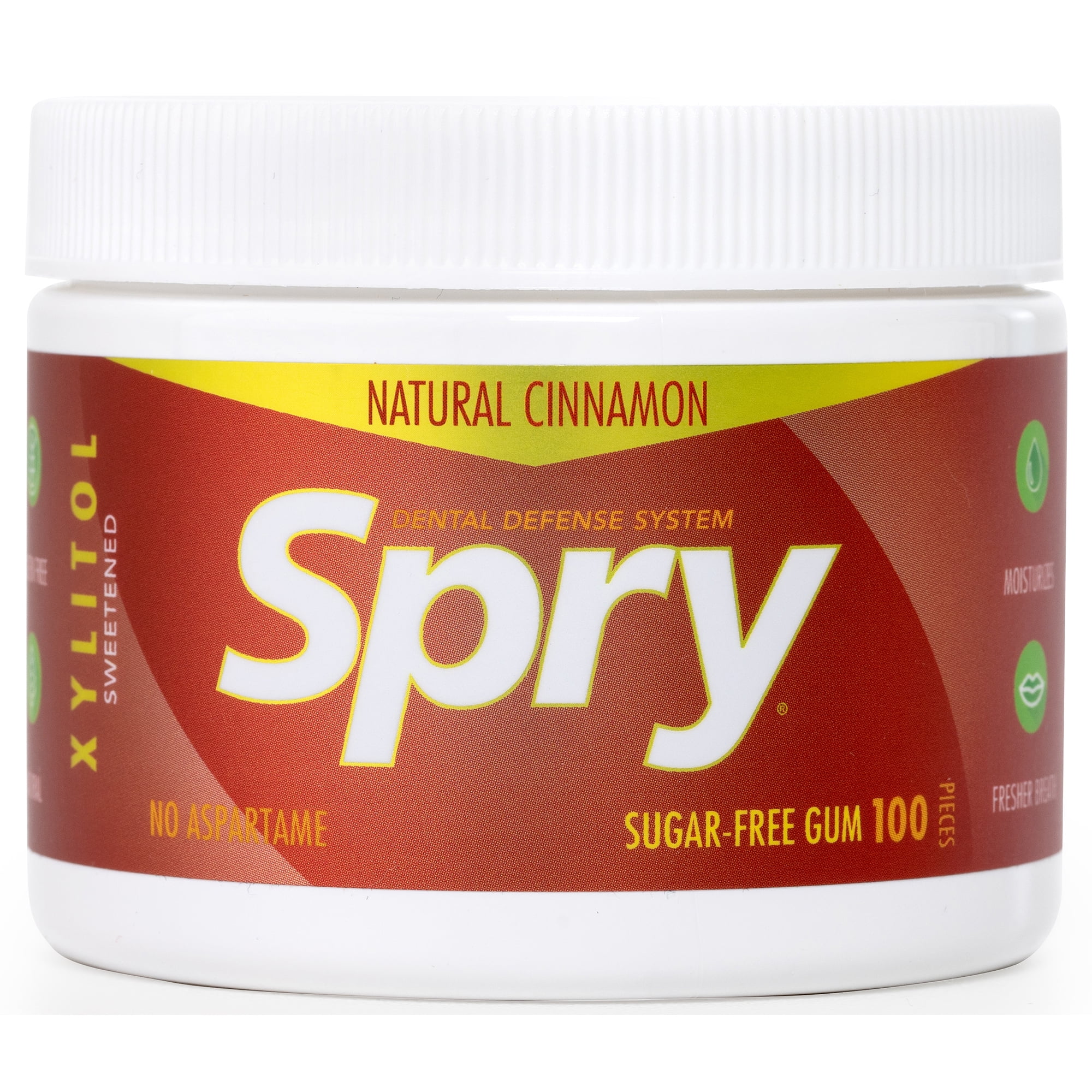 Spry Fresh Natural Xylitol Chewing Gum, Aspartame-Free, Sugar-Free Cinnamon, 100 Piece pack of 2