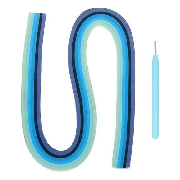 Uxcell Paper Quilling Kit, 21.3 Inch 3mm 120 Paper Quilling Strips with Blue Pen for Beginners, Blue