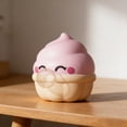 thumbnail image 3 of Ice Cream Bubble Fidget Toy, Winking Dessert Shaped Squeeze Fidget, for Desk Hand Play and Food Themed Gift Bags, Pink Scoop Styling with a Cone Cup Base and Clear Mouth Bubble, 3 of 7