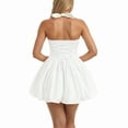thumbnail image 5 of GEWSEY Women Bubble Mini Dress Cute Tie up Backless Sleeveless Party Short Graduation Dress Summer Dress White, M, 5 of 9
