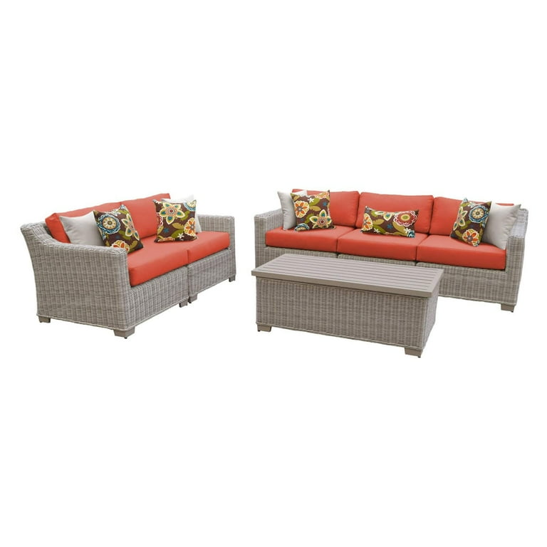 TK Classics Coast 6 Piece Wicker Patio Furniture Set with Storage