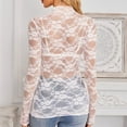 thumbnail image 6 of VerPetridure Women's Solid Color Lace Mesh Shirt Long Sleeve Round Neck Slim Fit Casual Blouses Tops, 6 of 8