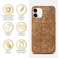 thumbnail image 4 of Case Yard Wooden Case Outside Soft TPU Silicone, Slim Fit Shockproof Wood Protective Phone Cover for Girls Boys Men and Women, Supports Wireless Charging Maya Calendar Design case for iPhone-12-Mini, 4 of 7