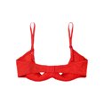 thumbnail image 4 of iiniim Women's Underwire Shelf Bra Sparkle Rhinestone Push Up Padded Balconette Bra Tops Red XL, 4 of 5