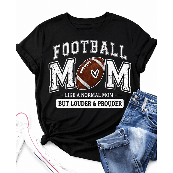 Women's Football Mom T Shirt, Funny Football Mom Graphic Tee, Game Day Shirt for Moms, Football Season Shirt, Proud Football Mom Gift