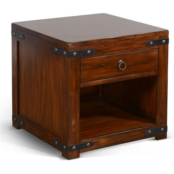 Pemberly Row 24" Traditional Wood End Table in Dark Chocolate