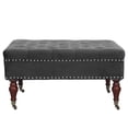 thumbnail image 4 of Abble 34in Square Dark Gray Tufted Upholstered Indoor Cocktail Ottoman Living Room Coffee Table with Wheels, 4 of 6