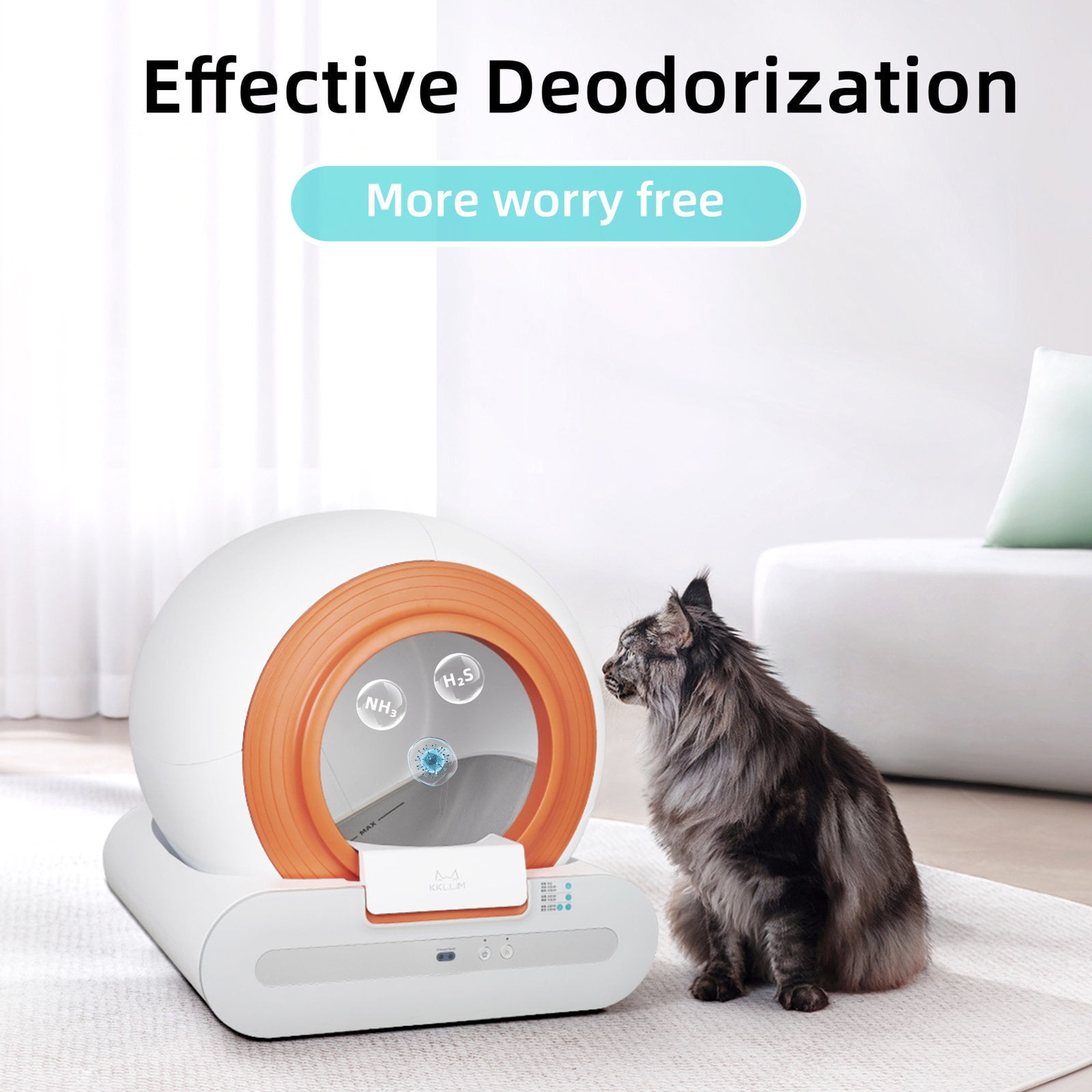 Glavbiku Smart Self-Cleaning Cat Litter Box with App Control,65L Capacity with Mat,Deodorizing,White