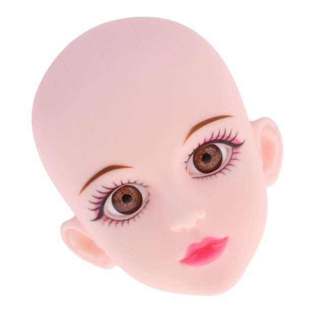 Escultura de cabeza de muñeca femenina de plástico suave con ojos marrones para accesorio de piezas de muñeca 1/4