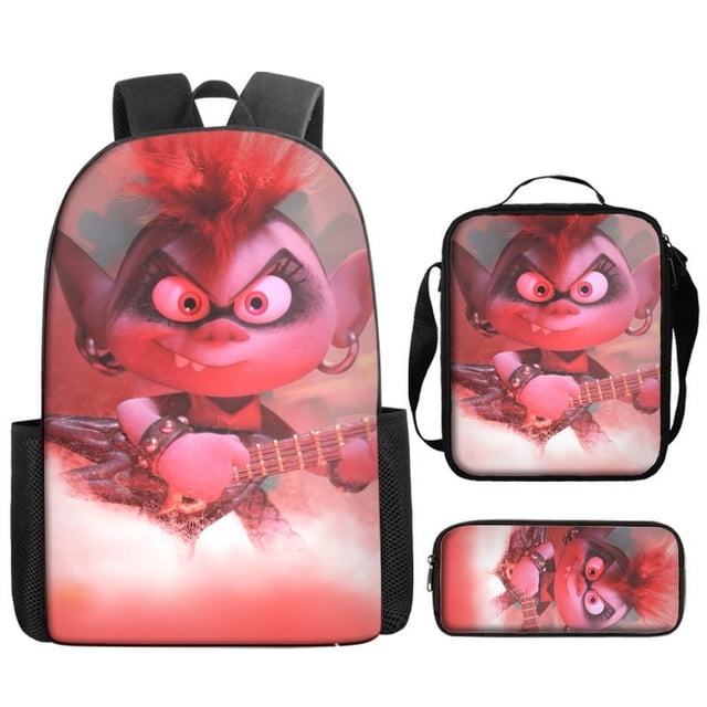 Magic Elf Backpack Teenage Student Schoolbag Large Capacity Cartoon Backpack Three-piece Set-fanceye