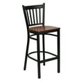 thumbnail image 2 of Emma + Oliver Black Metal Vertical Back Barstool, Cherry Wood Seat, 2 of 7