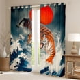 thumbnail image 2 of Manfei Traditional Tiger Wave Black Out Curtains for Home, Red Sun Curtains Pack of 2 (42x63 Each) for Office, Blue Orange Gray, 2 of 6