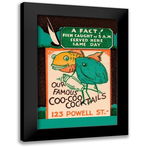 Vintage Booze Labels 11x14 Black Modern Framed Museum Art Print Titled - Our Famous Coo-Coo Cocktails