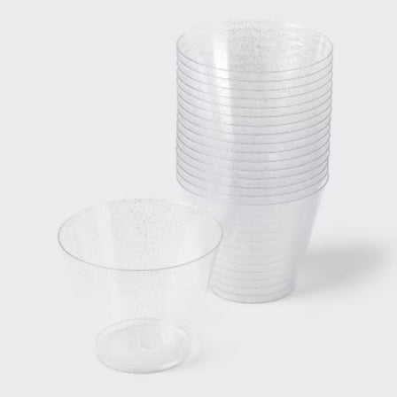 9oz 20ct Stemless Wine Glasses Silver -