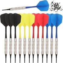 12PCS Darts for Dart Board，Soft Tip Darts Set，Fun Darts Replaceable Tip for 4 Players on Electronic or Plastic Dartboard 100 Extra Black 2BA Tips 3 of Each Color