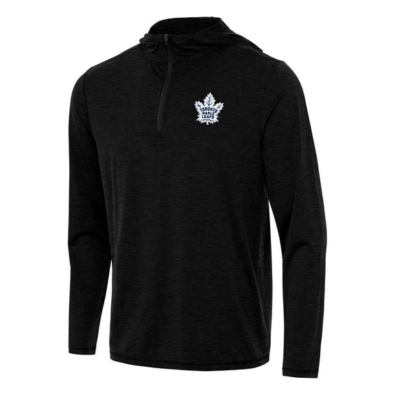 Men's Antigua Heather Black Toronto Maple Leafs Tidy Quarter-Zip Hoodie