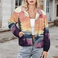 thumbnail image 3 of Jackets for Women Winter Coat Jackets Flannel Stand Collar Jacket(Sunset Forest Reflections,Size:S-4XL), 3 of 7