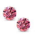 thumbnail image 2 of Gem Stone King 14K White Gold Fancy Pink Zirconia Stud Earrings for Women Men (2.56 Cttw, Gemstone Birthstone, Round 7MM), 2 of 5