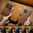 thumbnail image 2 of Funda de cuero magnética desmontable para iPhone 16 Pro Max 15 12 13 11 14 Plus XS XR X SE 2022 Funda tipo billetera con tarjetero, 2 of 5
