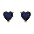 thumbnail image 3 of 1 Ct Heart Cut Studs Blue Sapphire 14K Yellow Solid Solid Gold Everyday Dainty Earrings Screw Back, 3 of 7