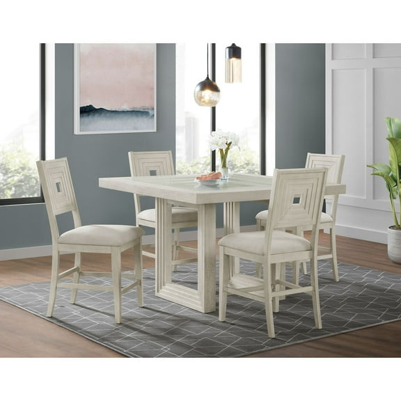 Picket House Furnishings Rhiannon Square Counter Table in Antique White
