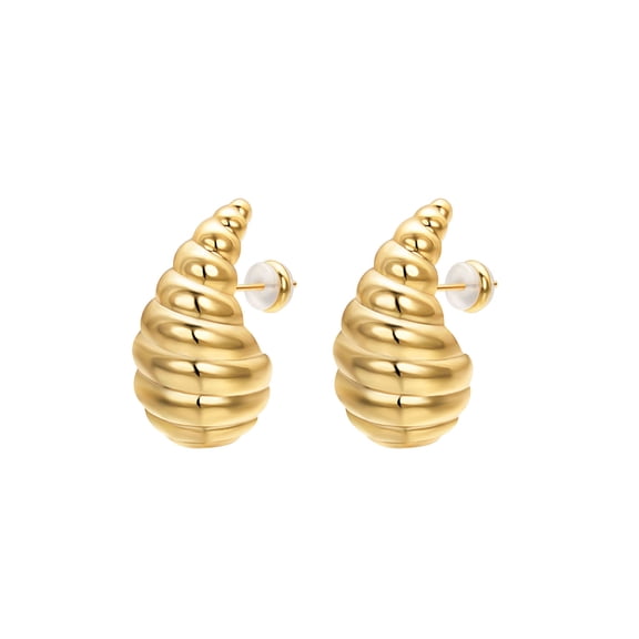 Vissen Stainless Steel Moon Gold Plated Stud Earrings Large Helix Pierced Stud Earrings for Trendy Jewelry