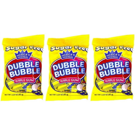 Dubble Bubble Gum 3.25 Ounce Bag (Pack of 3) – Individually Wrapped Sugar Free Bubble Gum
