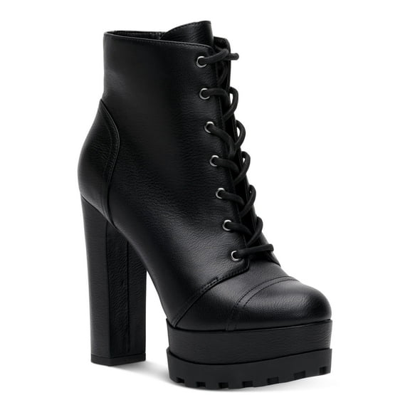 JESSICA SIMPSON Womens Black 1-1/2" Platform Cushioned Imala Round Toe Block Heel Lace-Up Booties 7.5 M
