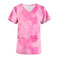 thumbnail image 3 of Valentine's Day Savings Clearance 2024! TAGOLD Women Scrub Tops, Print Scrub Tops, Women's Valentine's Day Printed Pocket Short Sleeve V-Neck Nurse Top, 3 of 4