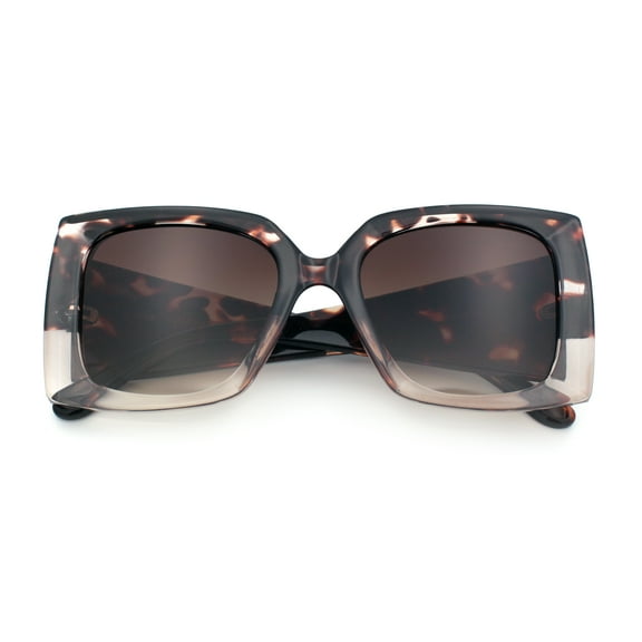 Womens Bold Thick Plastic Butterfly Squared Rectangle Oversize Diva Sunglasses Tortoise Clear - Brown