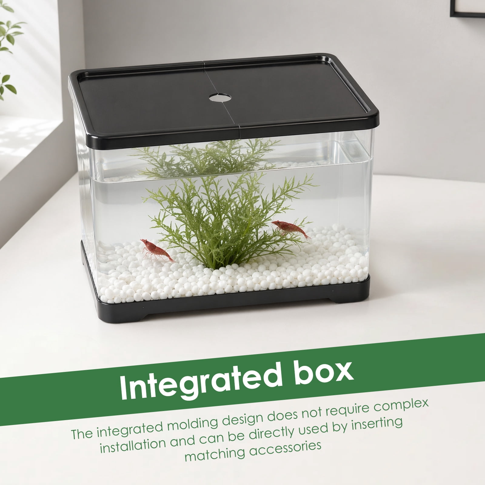 Austok PC Rectangular Fish Tank Aquarium for Fish Reptile Succulent Flower Centerpiece Shatterproof with Clear Clarity for Home Office Desktop Decor