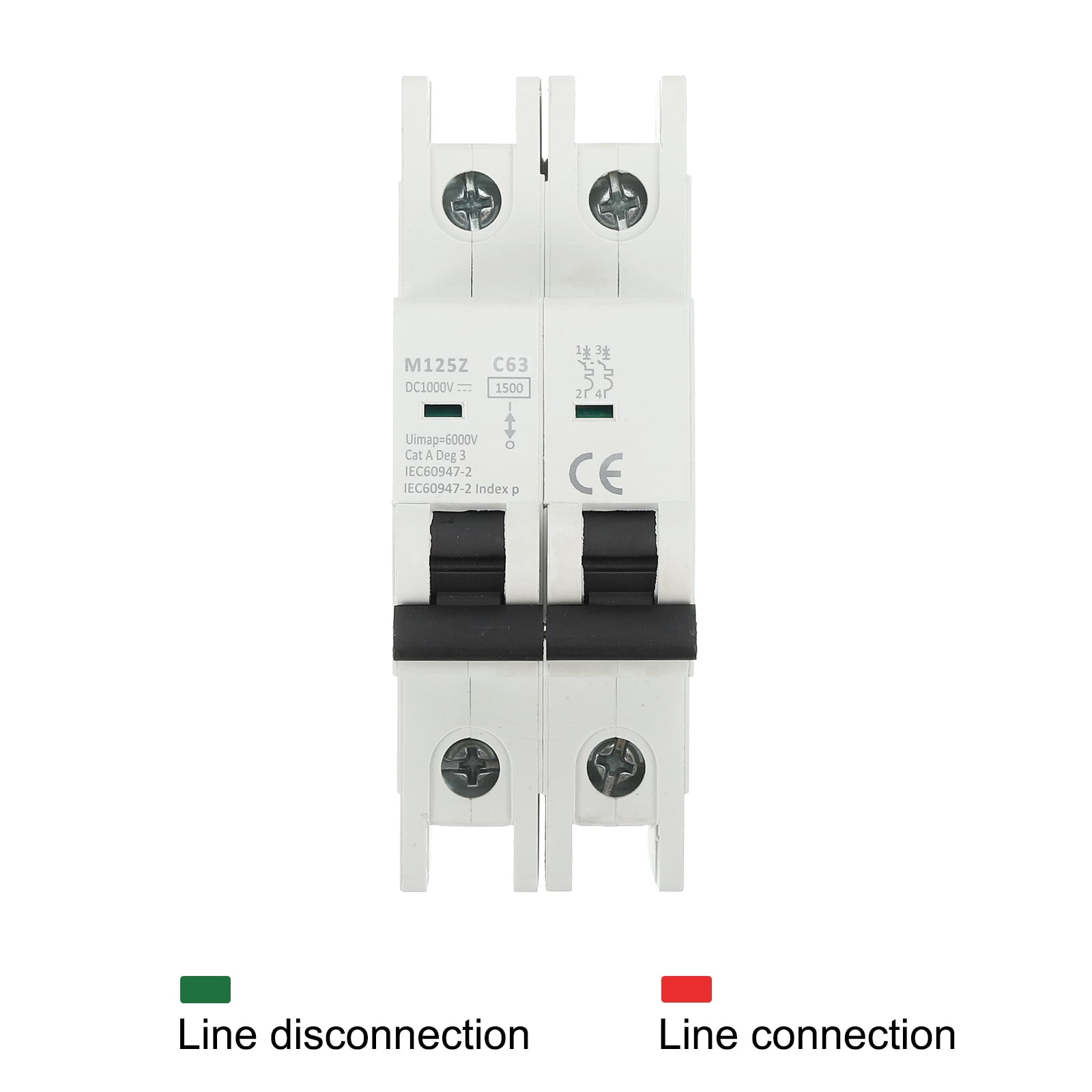 1 Pcs DC Miniature Circuit Breaker 2P 63A 1000V Isolator M125Z DIN Rail Mount Disconnect Switch Circuit Breaker Protection Thermal Magnetic Trip