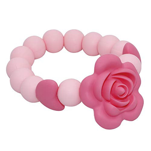 Rose Flower Silicone Teething Beads Baby Teether Pendant DIY Toy Necklace Making 