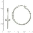 thumbnail image 2 of 925 Sterling Silver Polished CZ Fancy Cross Hinged Hoop Earrings, 2 of 5