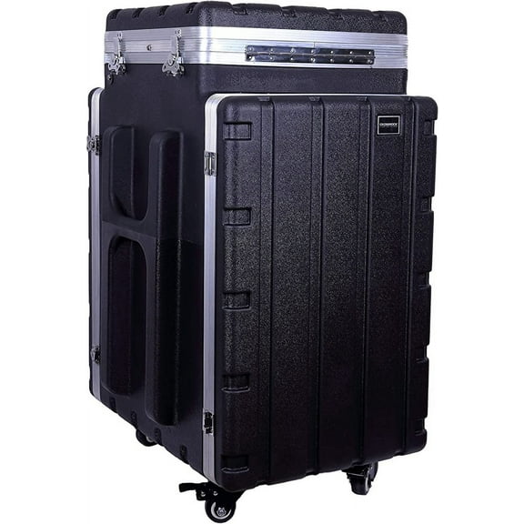 Crossrock Console case with Wheels for 10U Adjusted Rack Rail on top,16U Front & Rear