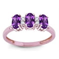 thumbnail image 3 of Star K� Genuine Amethyst 3 Three Oval Stones Promise Ring Wedding Band, 3 of 9